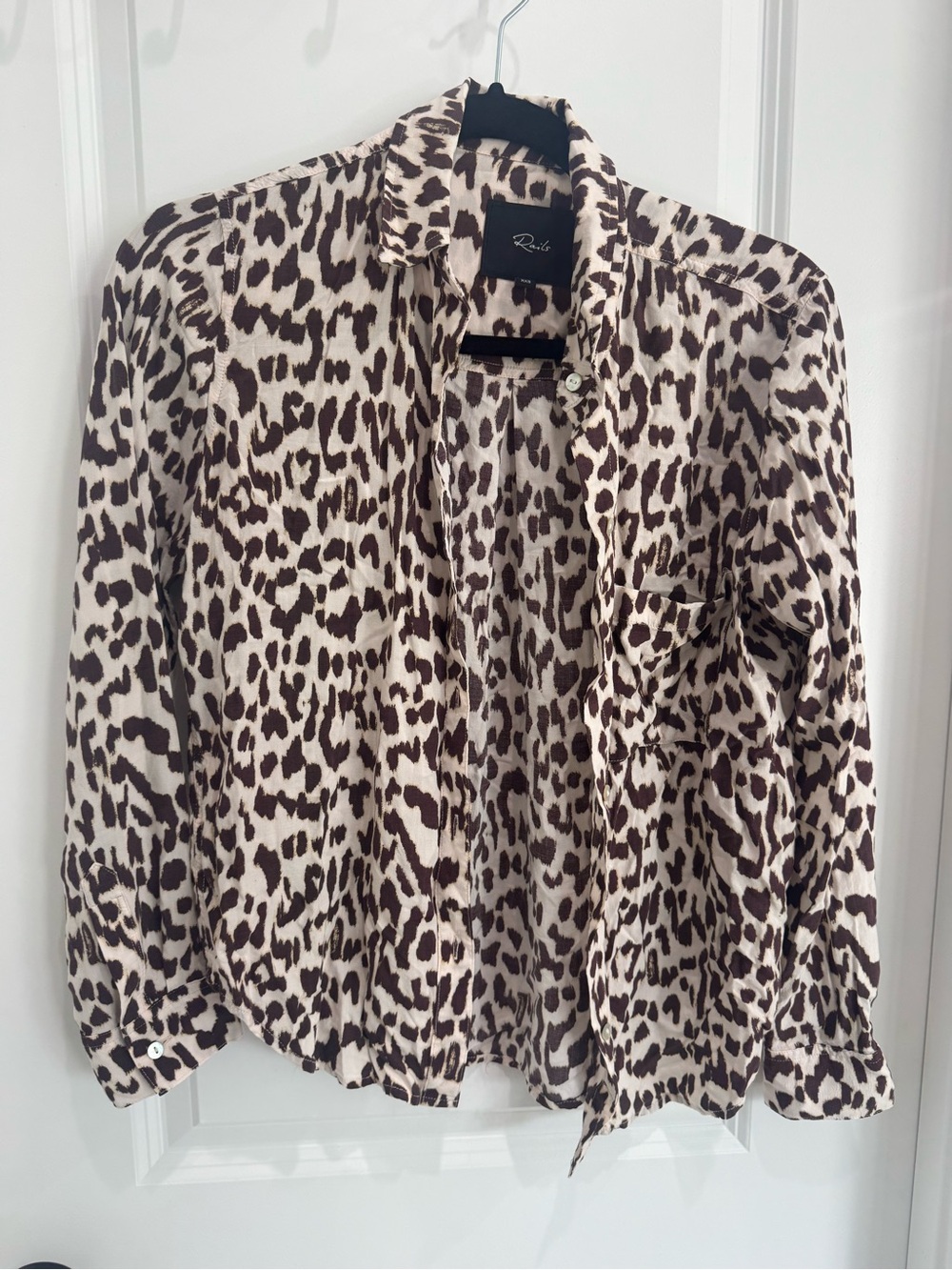 Rails Brown and Cream Leopard Print Button-Down Shirt
